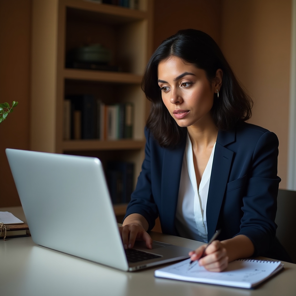 Person engaging with online financial course on laptop