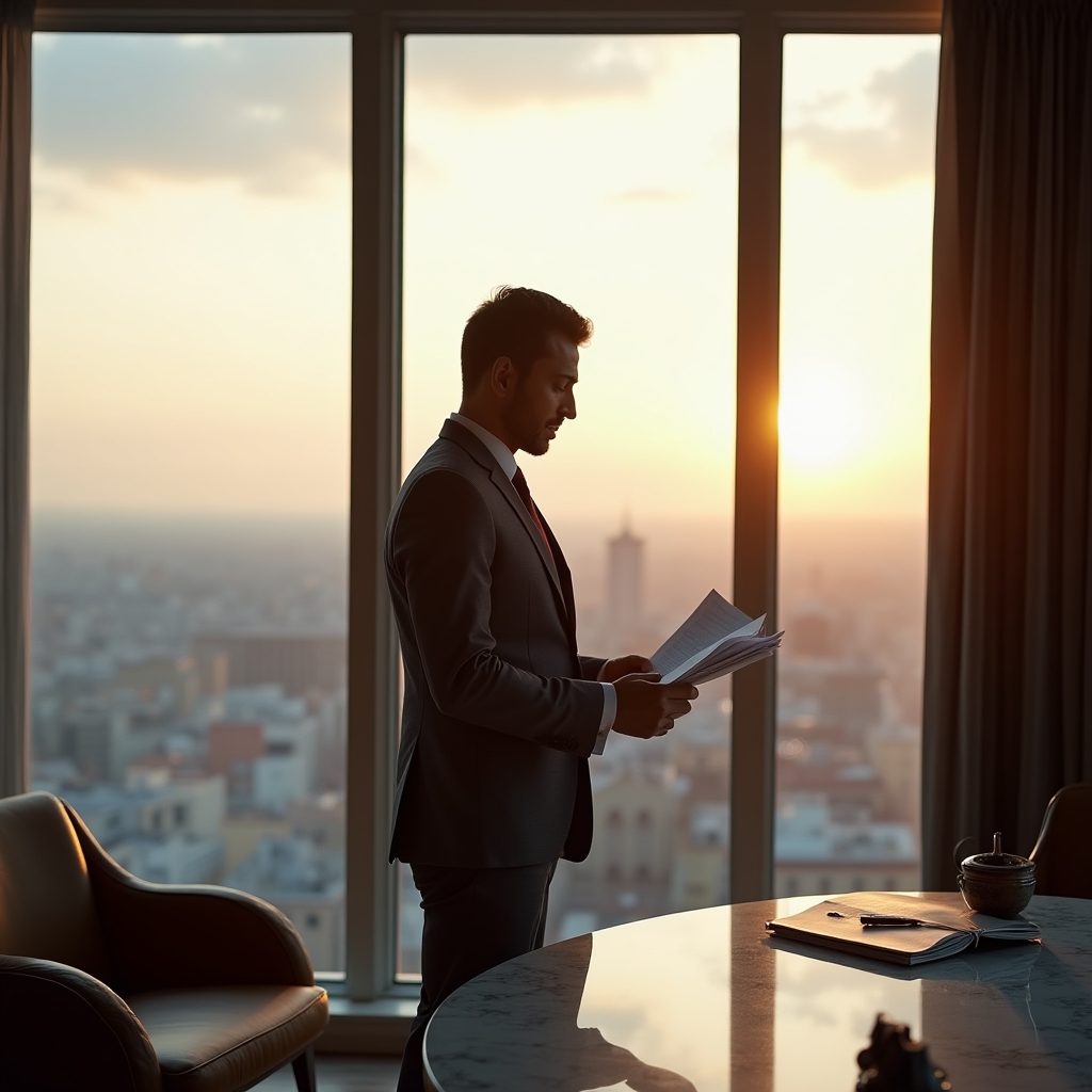 Professional reviewing long-term financial strategy documents